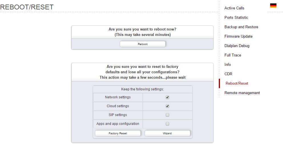 Restore your gateway configuration (Management->Backup and Restore) The gateway may not be in a fully functioning state until the factory reset has been performed.