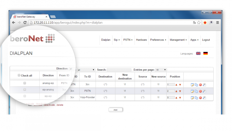 dialplan Der Dialplan ist das Herzstück der Konfiguration eines beroNet VoIP Gateways. Hier wird die Zu- und Verteilung der Rufe definiert.