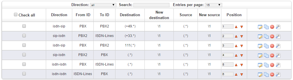 As we cannot use the IP address for this, we need to do it via the “destination” ie the number called. Here is the example for our 2 extensions