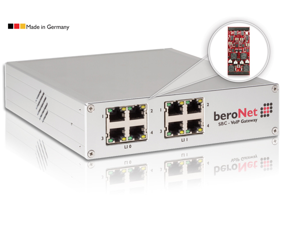 The beroNet 8 FXS VoIP SBC-Gateway (BNSBC-M-8FXS) contains 8 FXS ports.